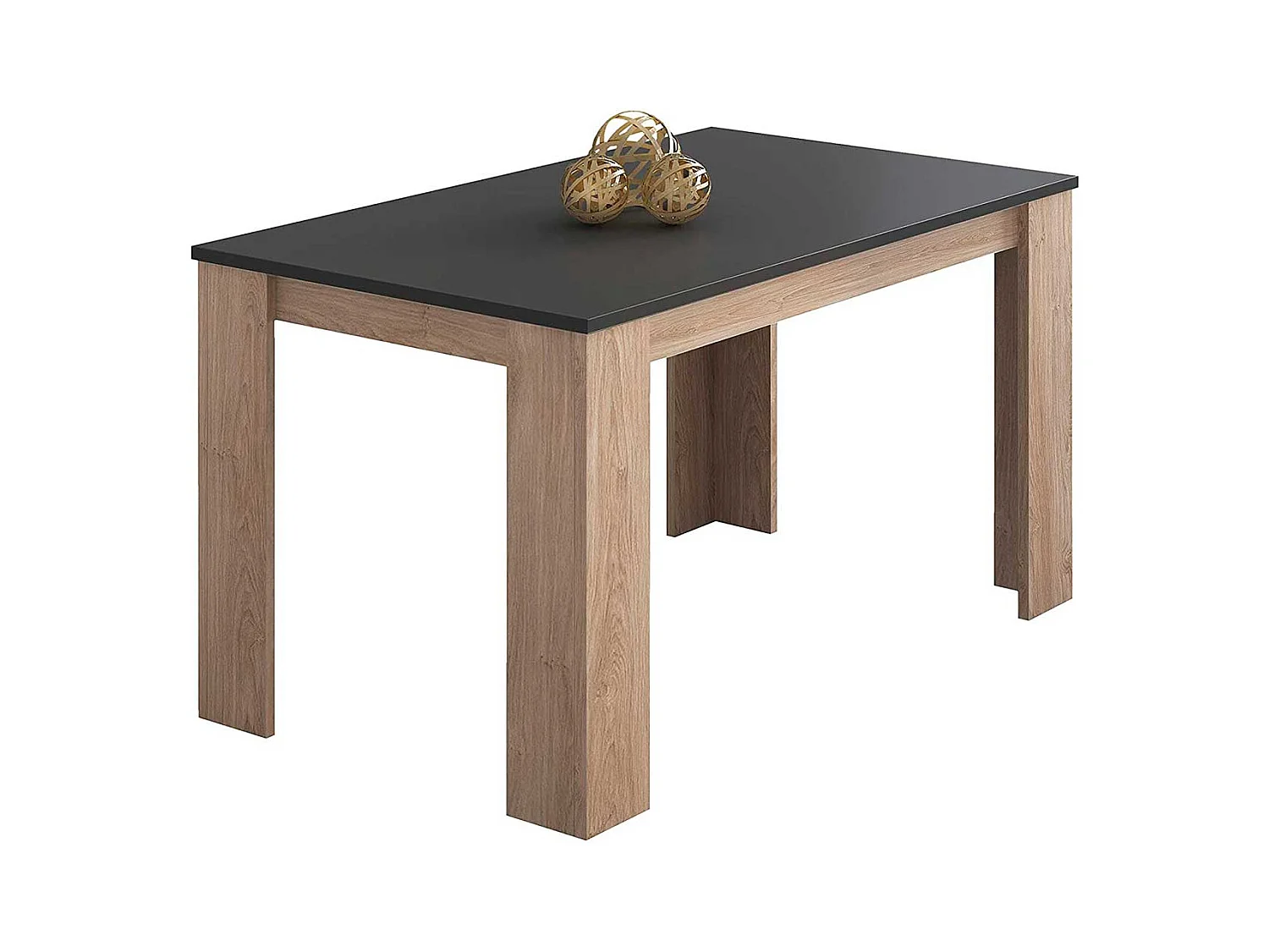 Mesa de comedor Berta fija roble/grafito 75x140x80 cm