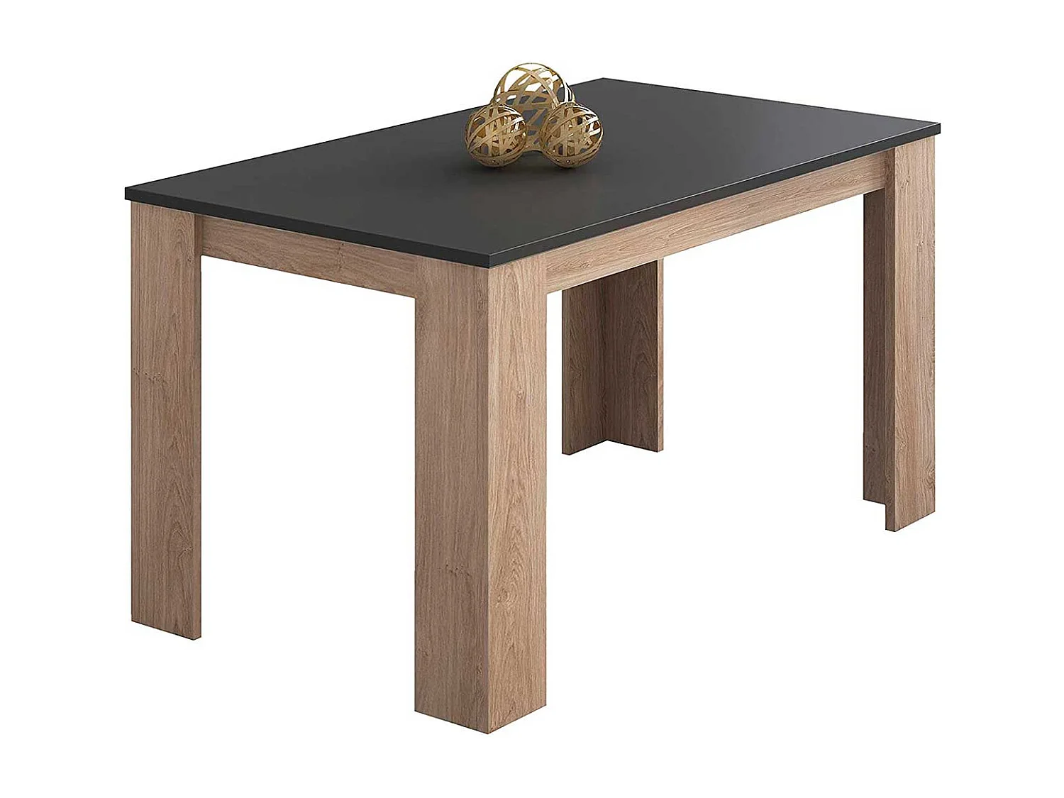 Mesa de comedor Berta fija roble/grafito 75x140x80 cm