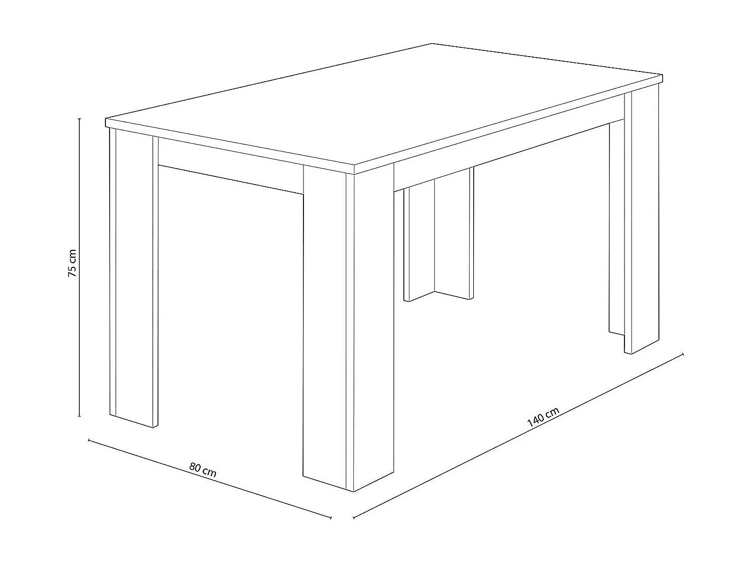Mesa de comedor Berta fija roble/grafito 75x140x80 cm