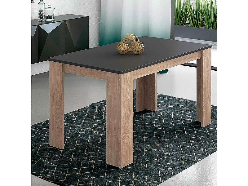 Mesa de comedor Berta fija roble/grafito 75x140x80 cm