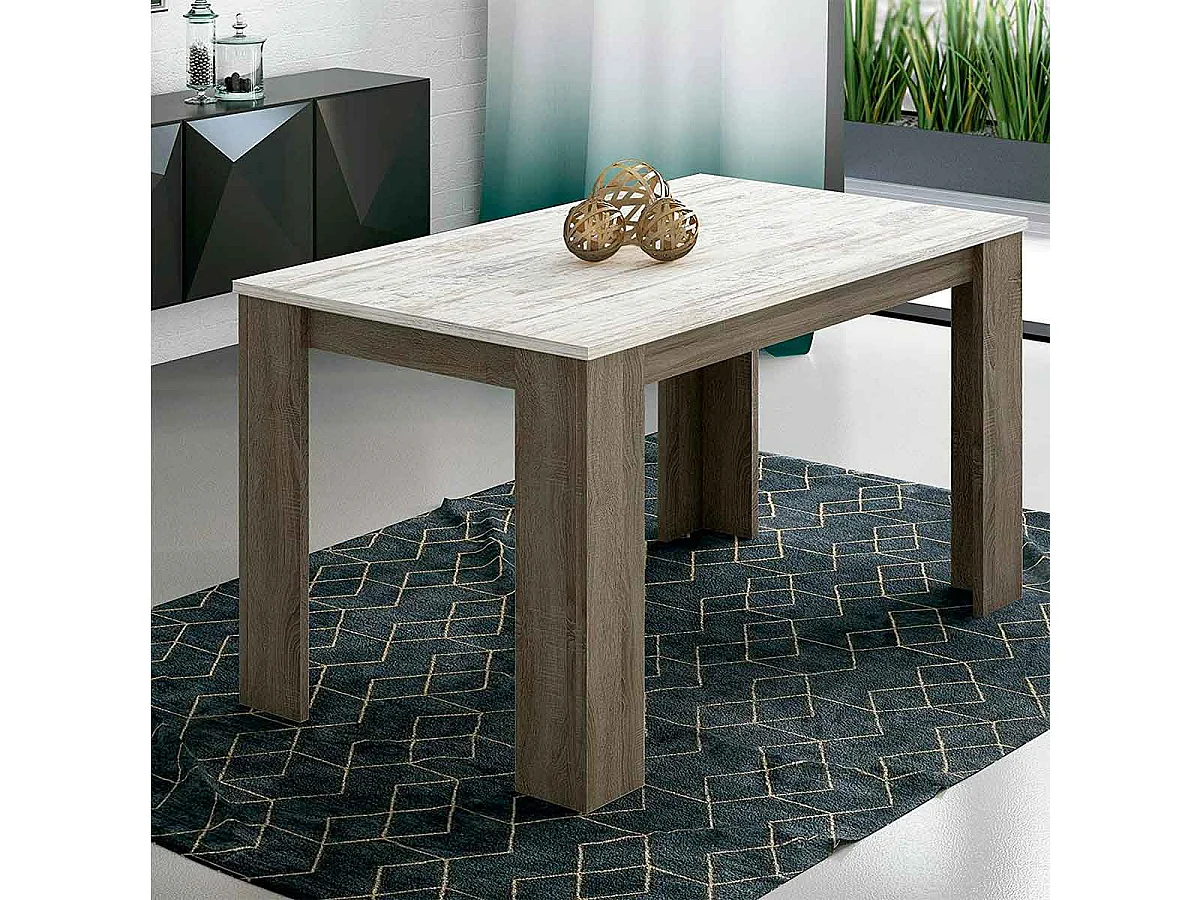 Mesa de comedor Berta fija cañón/trufa 75x140x80 cm
