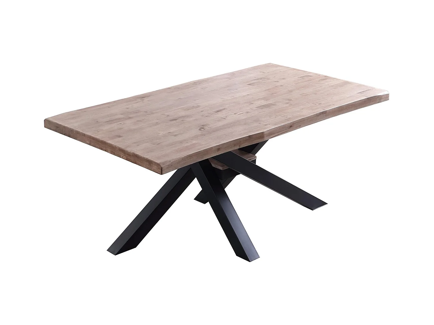 Mesa de comedor Xena forma patas cruzadas tapa irregular roble Honey/negro 76x180x100 cm Adec