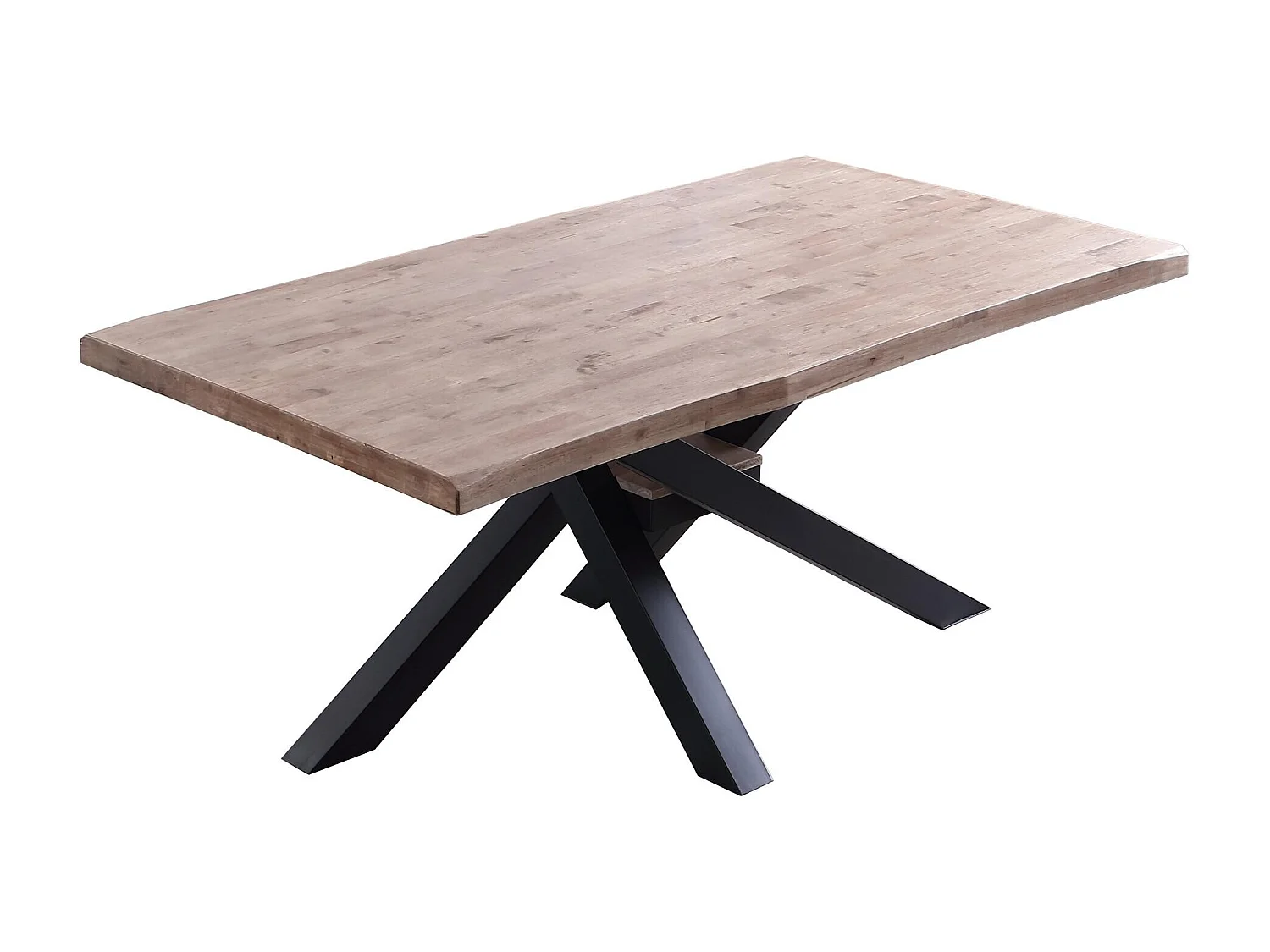 Mesa de comedor Xena forma patas cruzadas tapa irregular roble Honey/negro 76x180x100 cm Adec