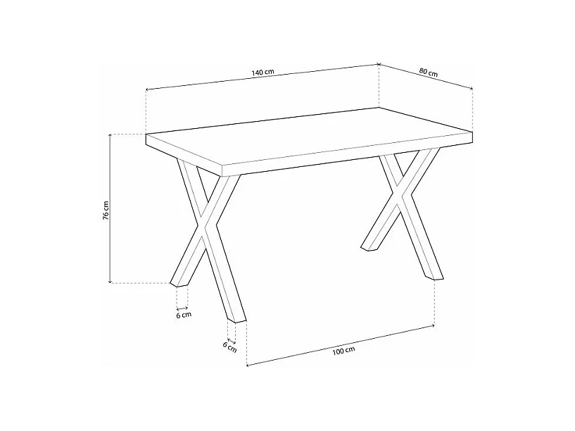 Mesa comedor fija X-Loft roble American/negro 76x80x140 cm Adec