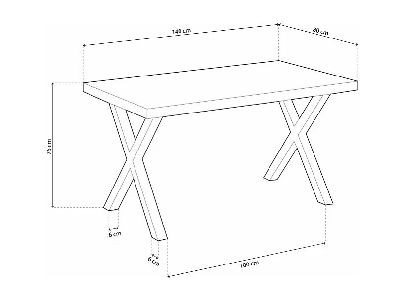 Mesa comedor fija X-Loft roble American/negro 76x80x140 cm Adec