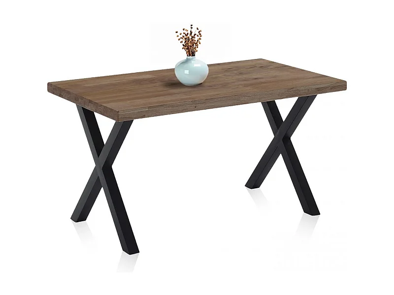 Mesa comedor fija X-Loft roble American/negro 76x80x140 cm Adec