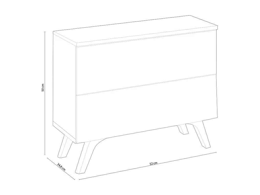 Mesita de noche Soto 2 cajones roble/grafito 50x52x34,8 cm