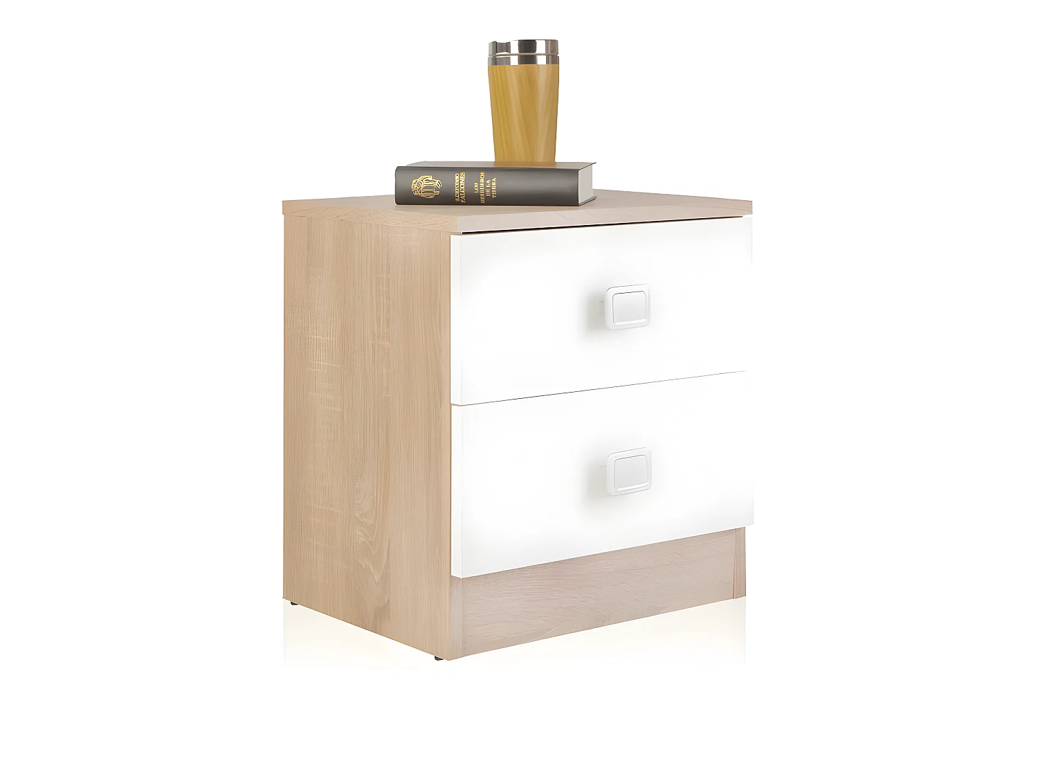 Mesita de noche Kamik Roble Nordico - Blanco