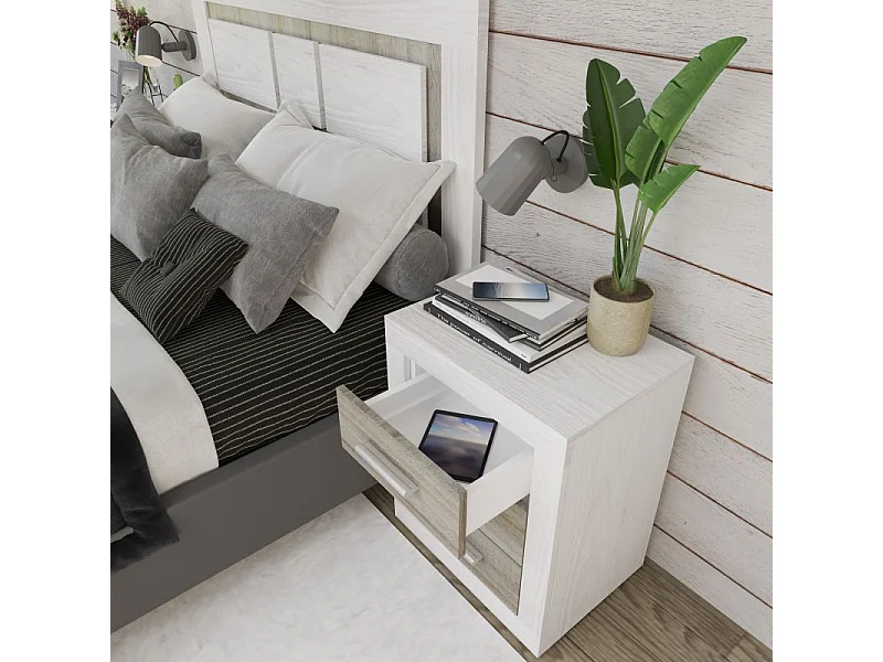 Mesita de noche Kira Andersen Pino - Gris