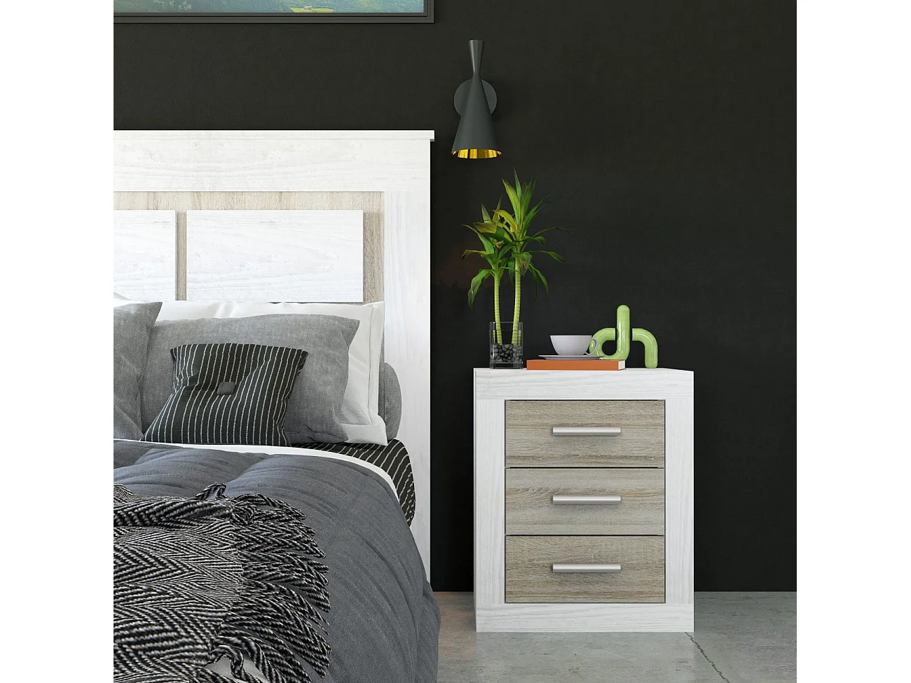 Mesita de noche Kira Andersen Pino - Gris