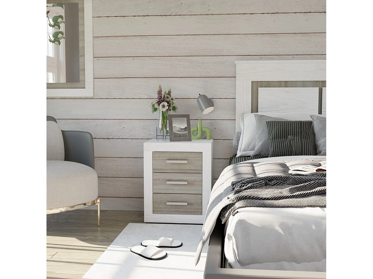 Mesita de noche Kira Andersen Pino - Gris