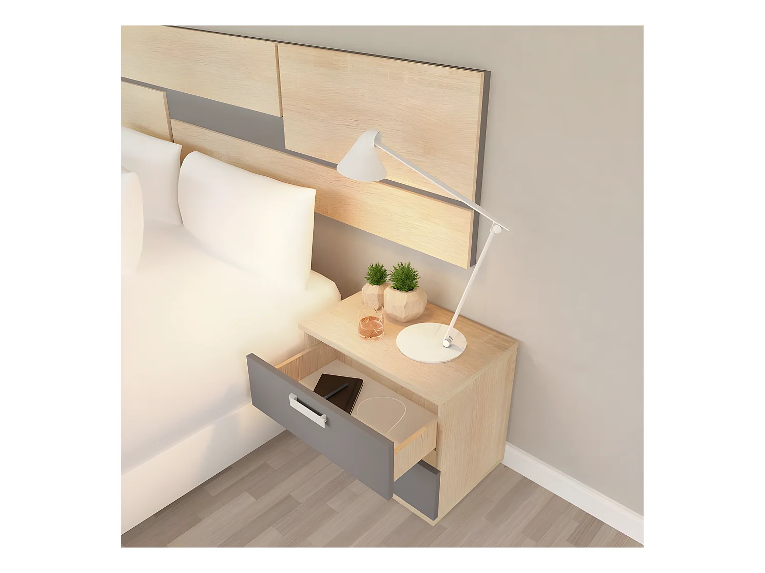 Mesita de noche Ataneq Cambria - Grafito