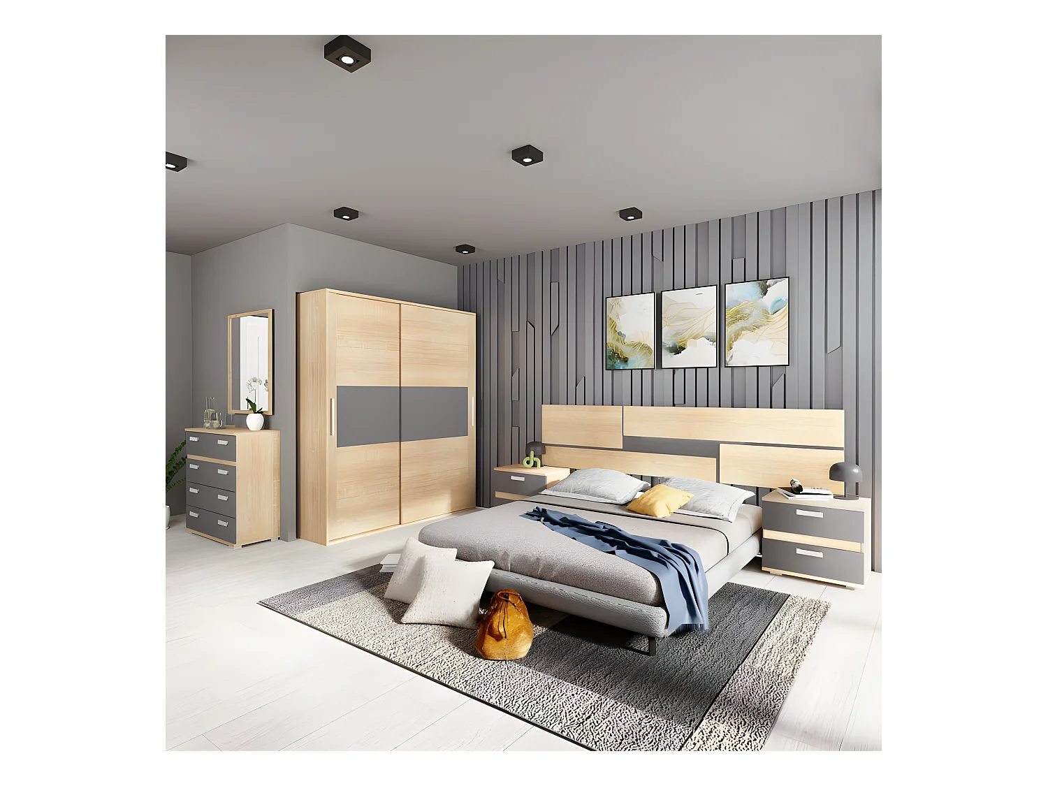 Mesita de noche Ataneq Cambria - Grafito