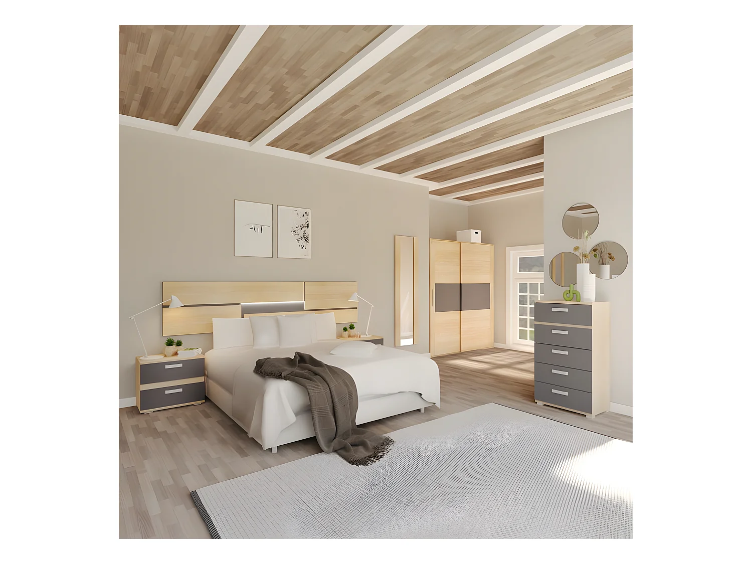 Mesita de noche Ataneq Cambria - Grafito