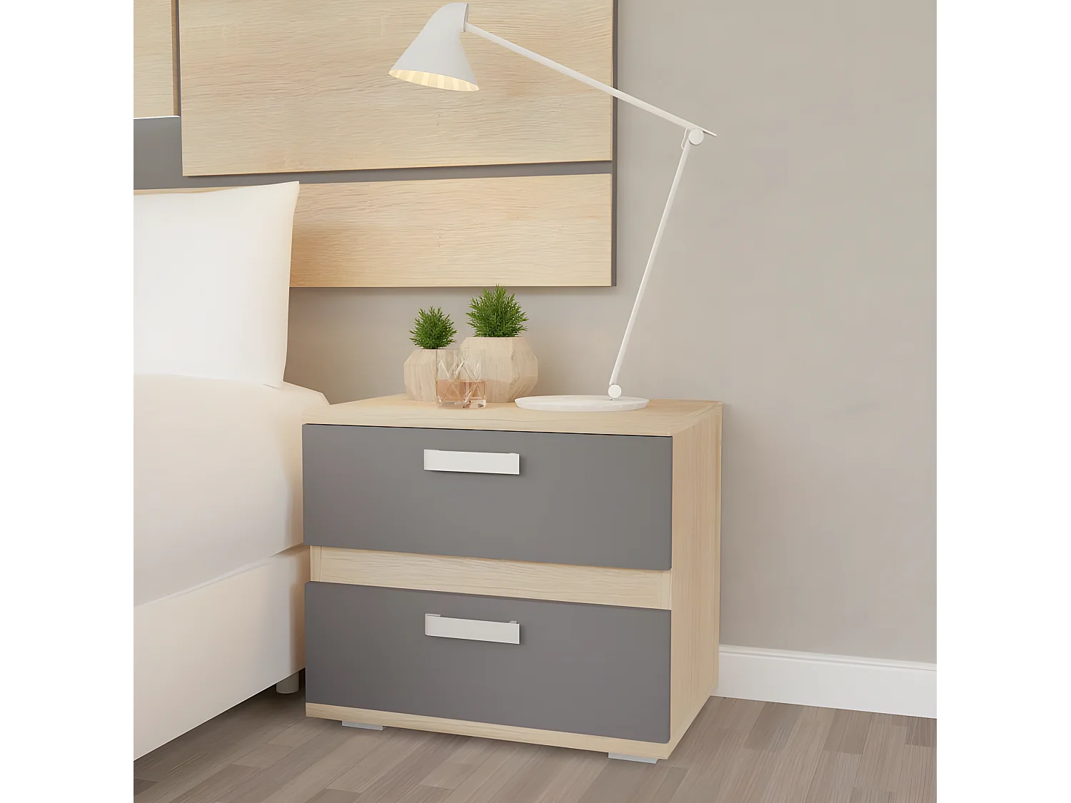 Mesita de noche Ataneq Cambria - Grafito