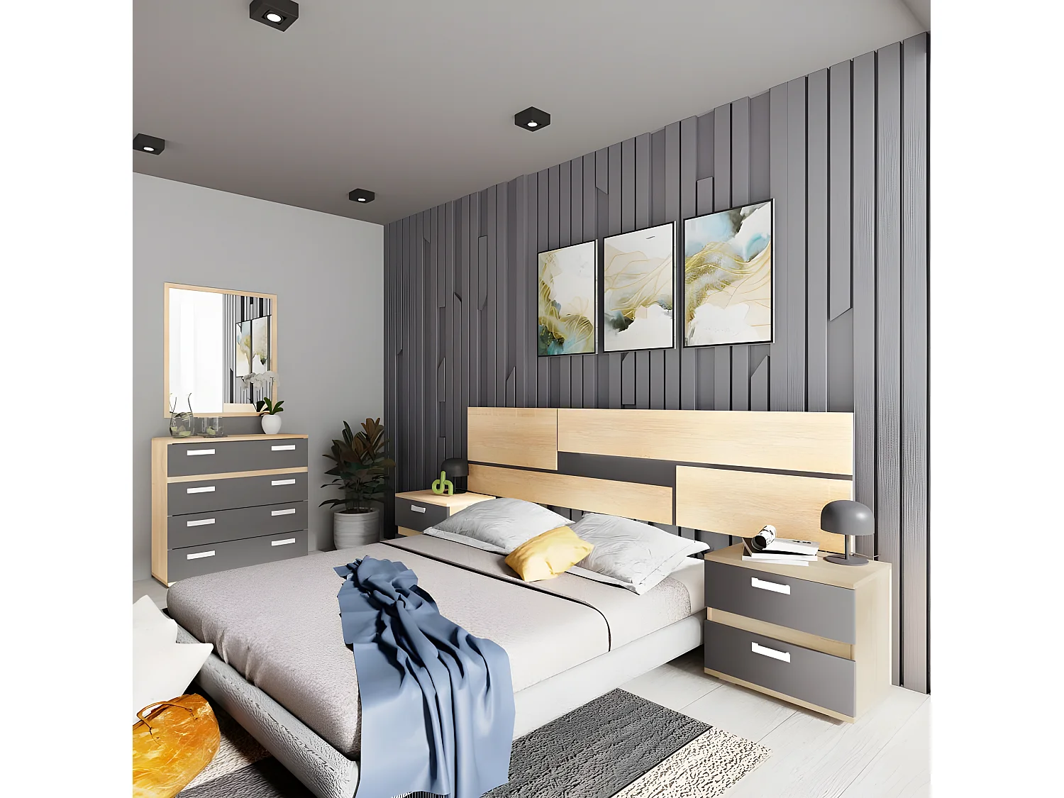 Mesita de noche Ataneq Cambria - Grafito