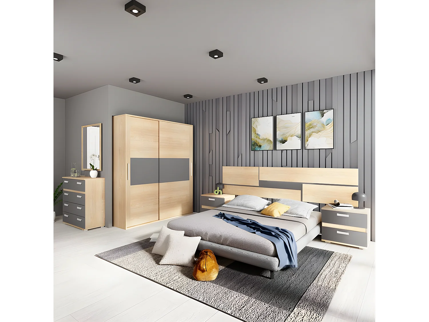 Mesita de noche Ataneq Cambria - Grafito