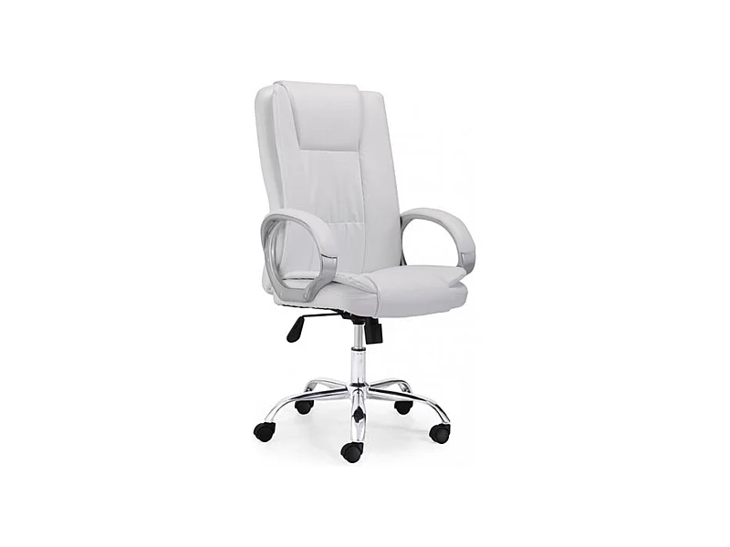 Sillón giratorio Atlas símil piel blanco 114-122x64x68 cm Adec