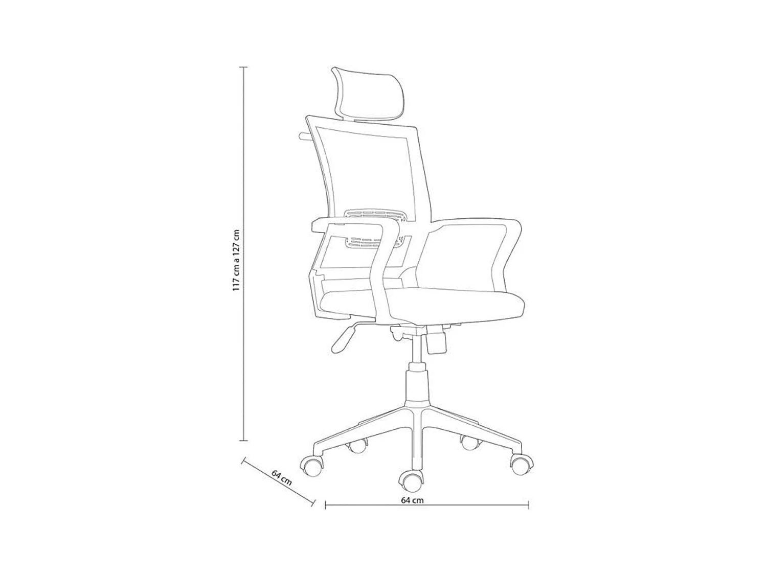 Sillón giratorio Winner Red transpirable negro 117-127x64x64 cm Adec