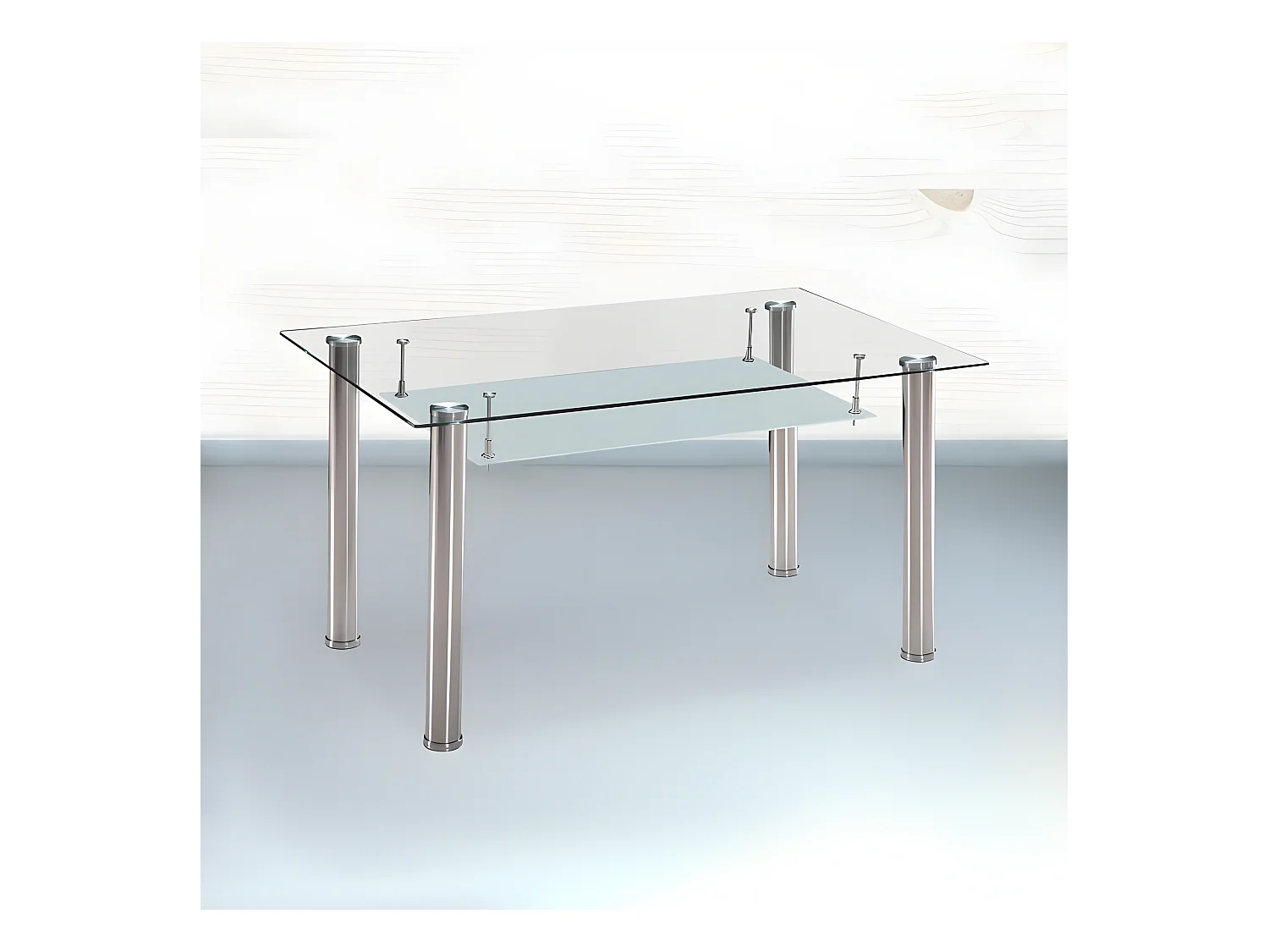 Mesa de comedor Tyra Cristal - Cromo