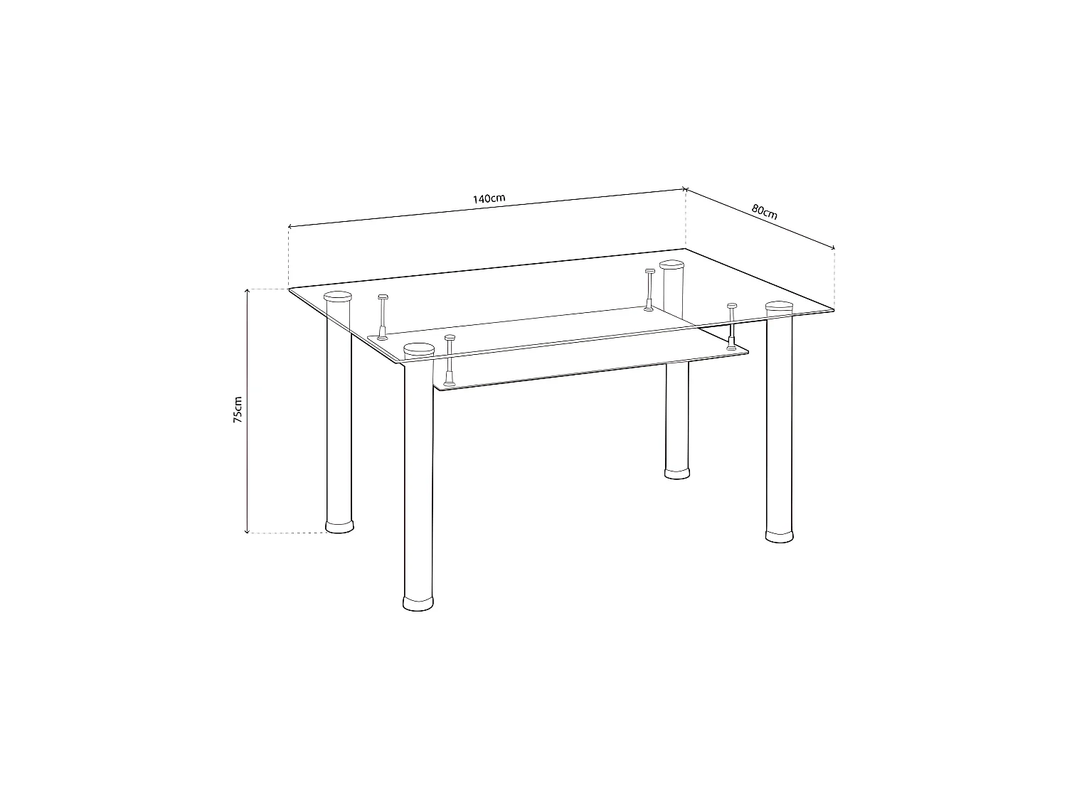 Mesa de comedor Tyra Cristal - Cromo