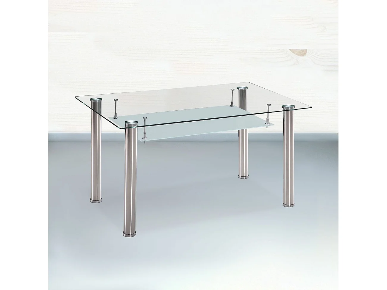 Mesa de comedor Tyra Cristal - Cromo