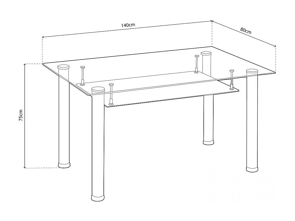 Mesa de comedor Tyra Cristal - Cromo