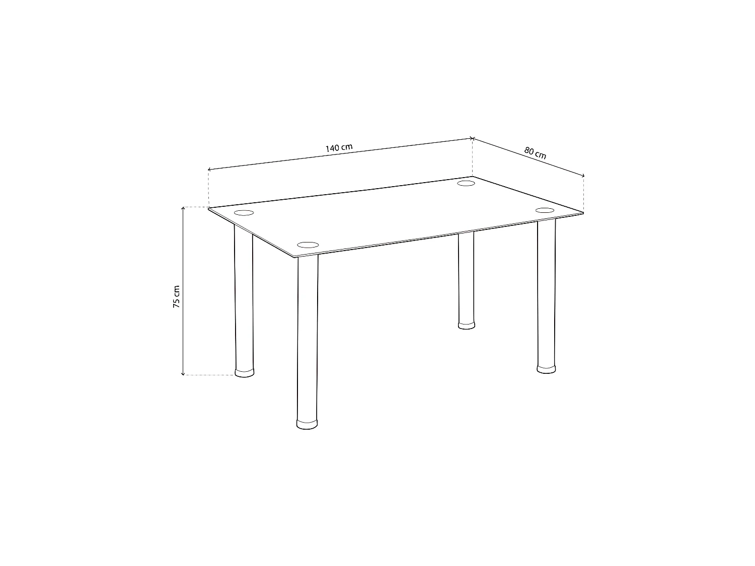Mesa de comedor Ake Cristal negro - Cromo
