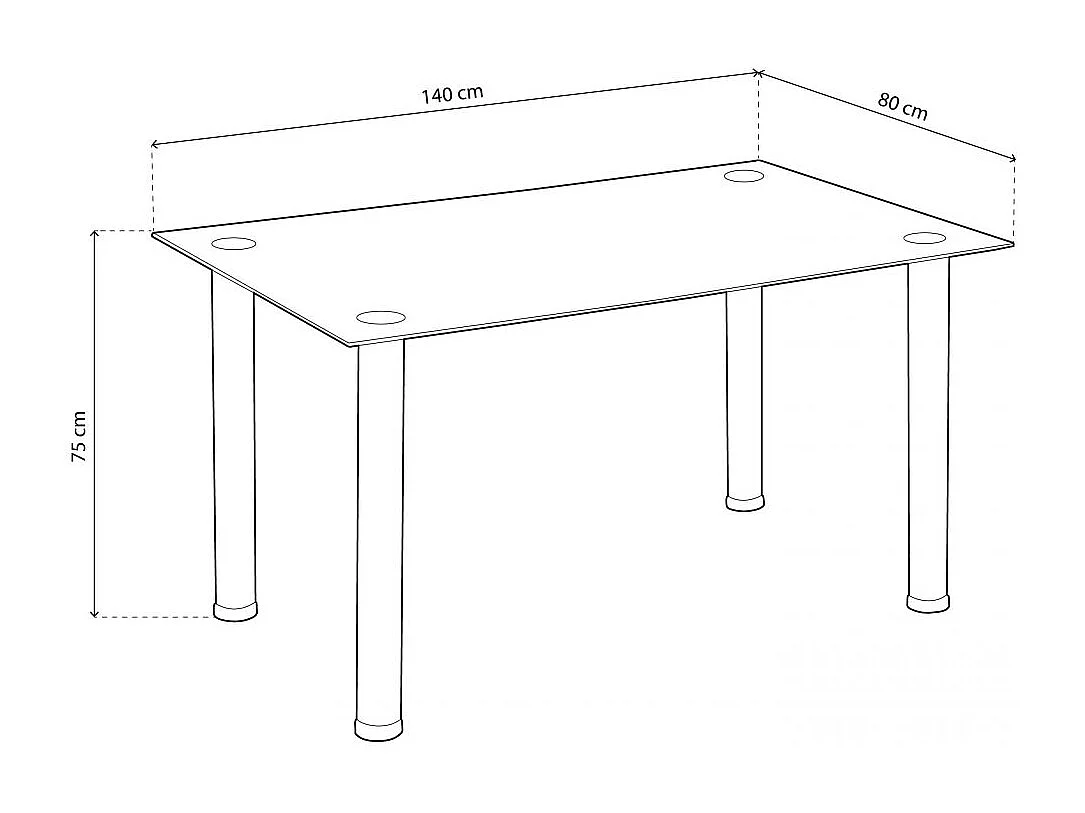 Mesa de jantar Ake Cristal negro - Cromo