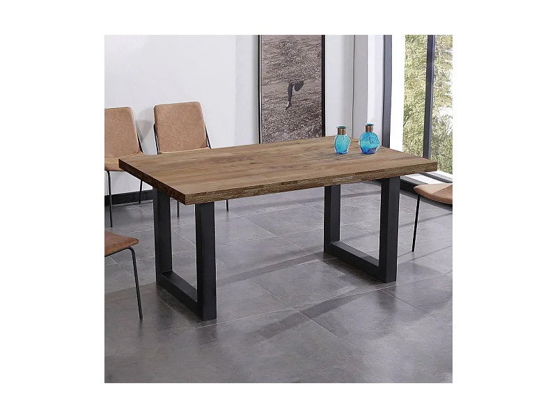 Mesa de comedor Loft fija roble oscuro 75x160x100 cm Adec