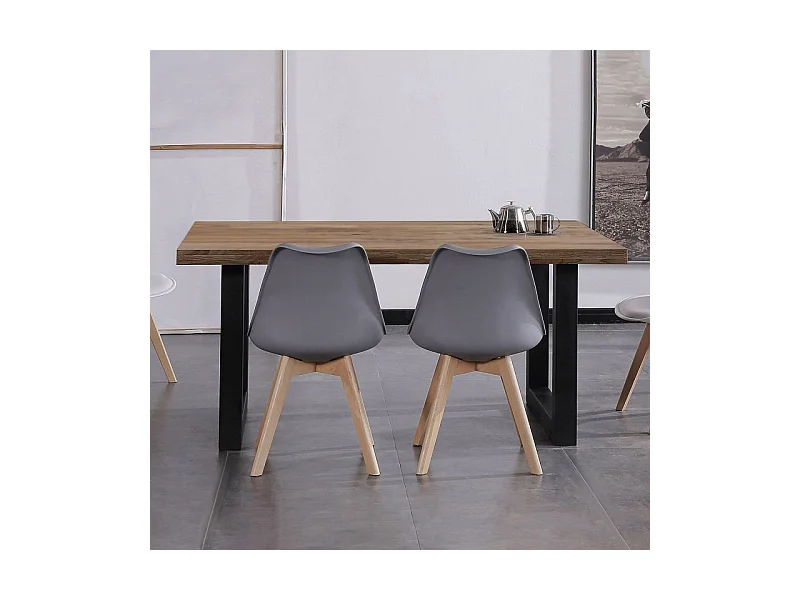 Mesa de comedor Loft fija roble oscuro 75x160x100 cm Adec