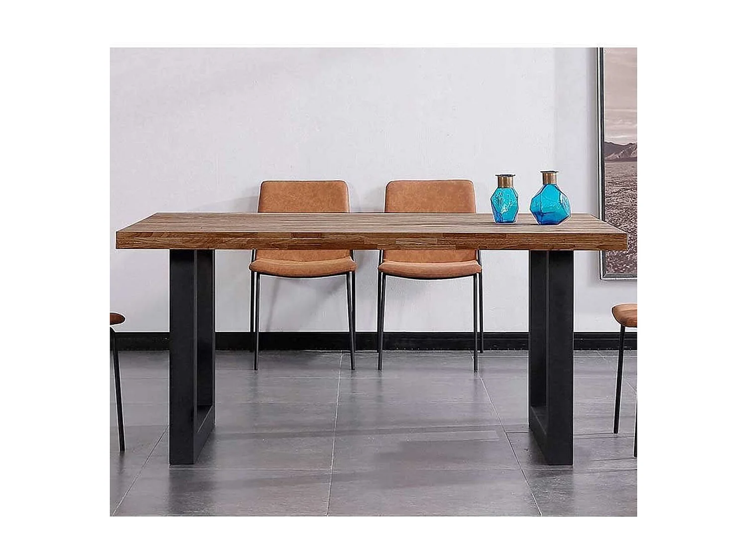 Mesa de comedor Loft fija roble oscuro 75x160x100 cm Adec