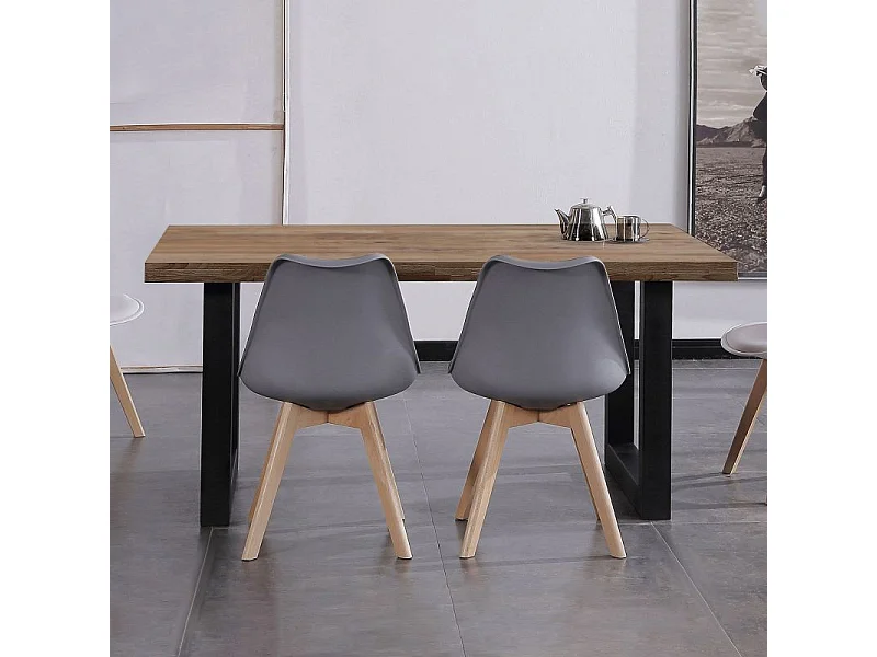 Mesa de comedor Loft fija roble oscuro 75x160x100 cm Adec