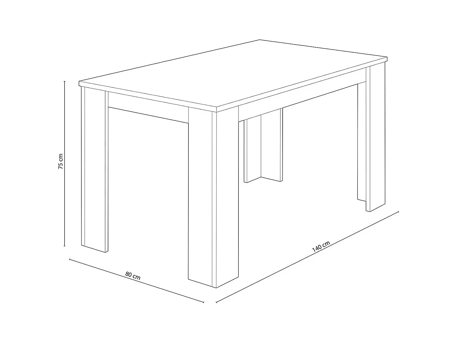 Mesa de comedor Berta fija andersen pino 75x140x80 cm