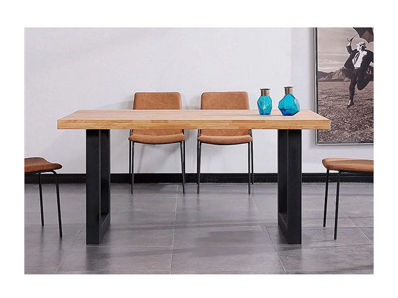 Mesa de jantar Loft 160 Roble salvaje - Negro