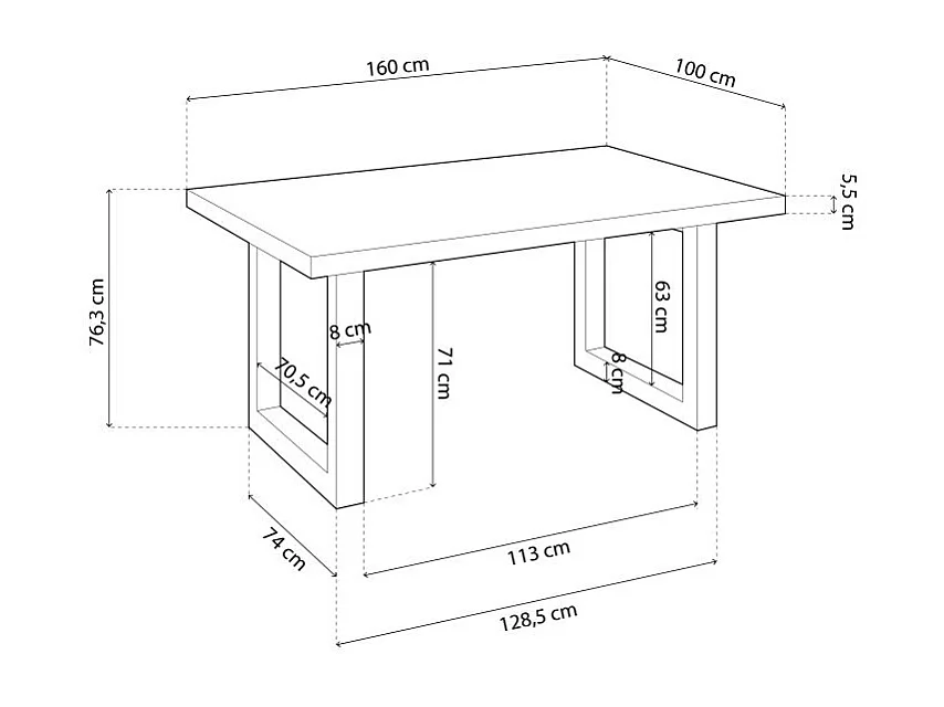 Mesa comedor Loft fija roble Nordish 75x160x100 cm Adec