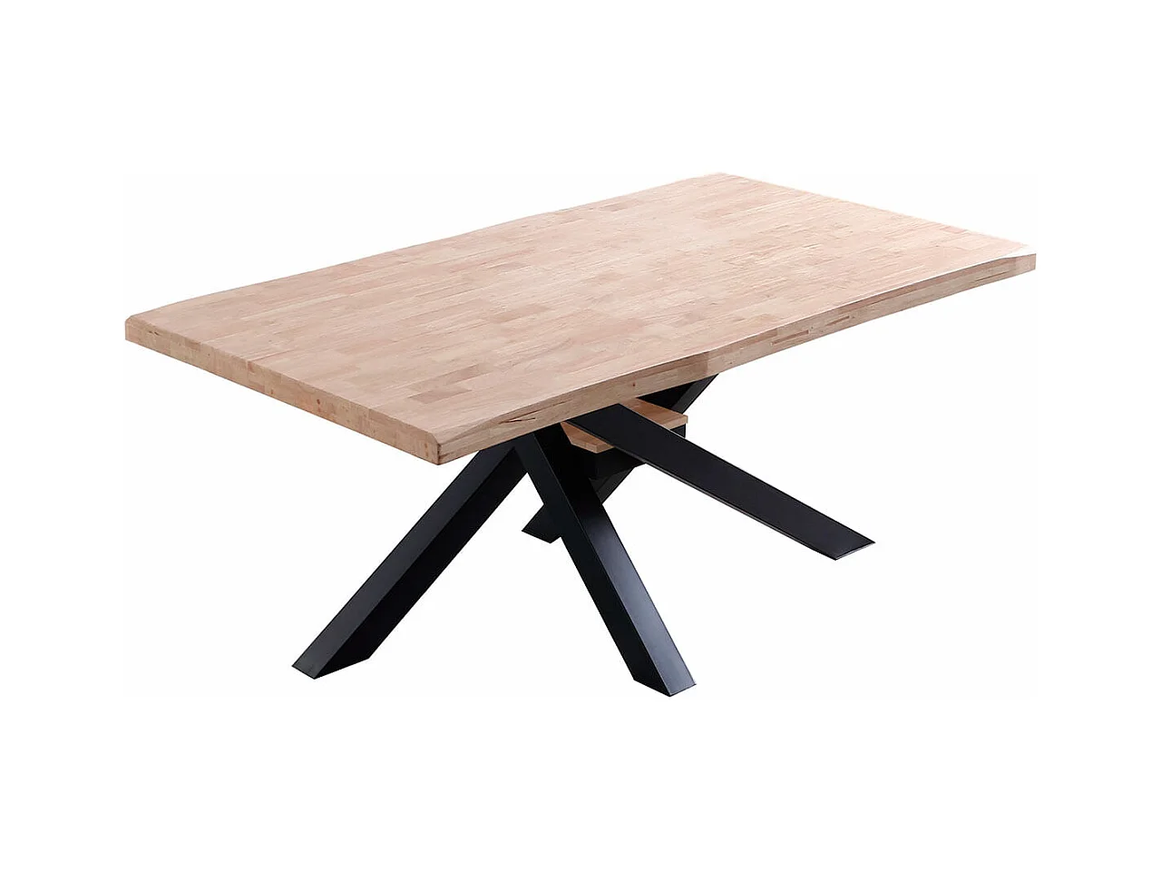 Mesa de comedor Xena forma patas cruzadas tapa irregular roble Nordish/negro 76x180x100 cm Adec