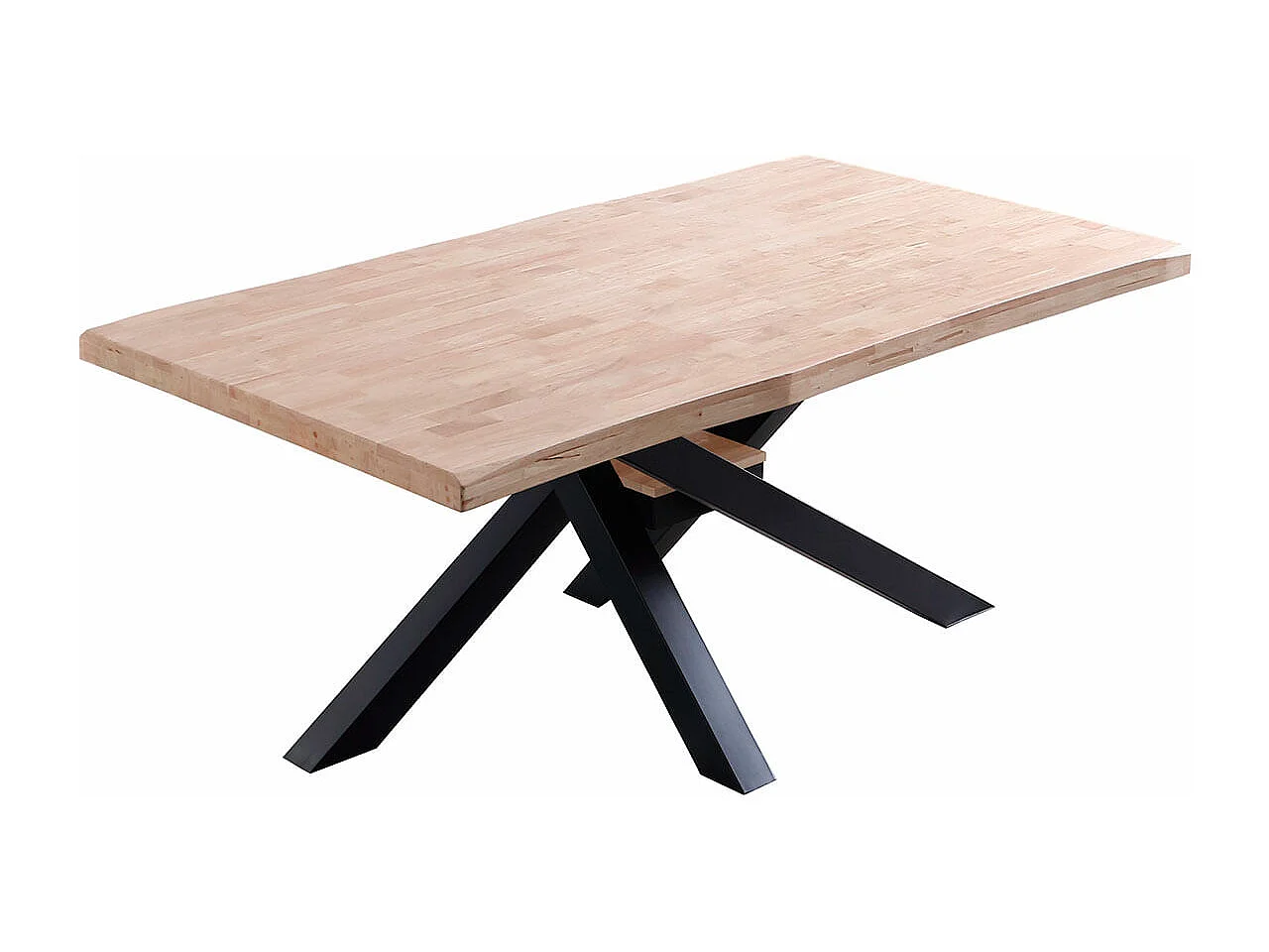 Mesa de comedor Xena forma patas cruzadas tapa irregular roble Nordish/negro 76x180x100 cm Adec