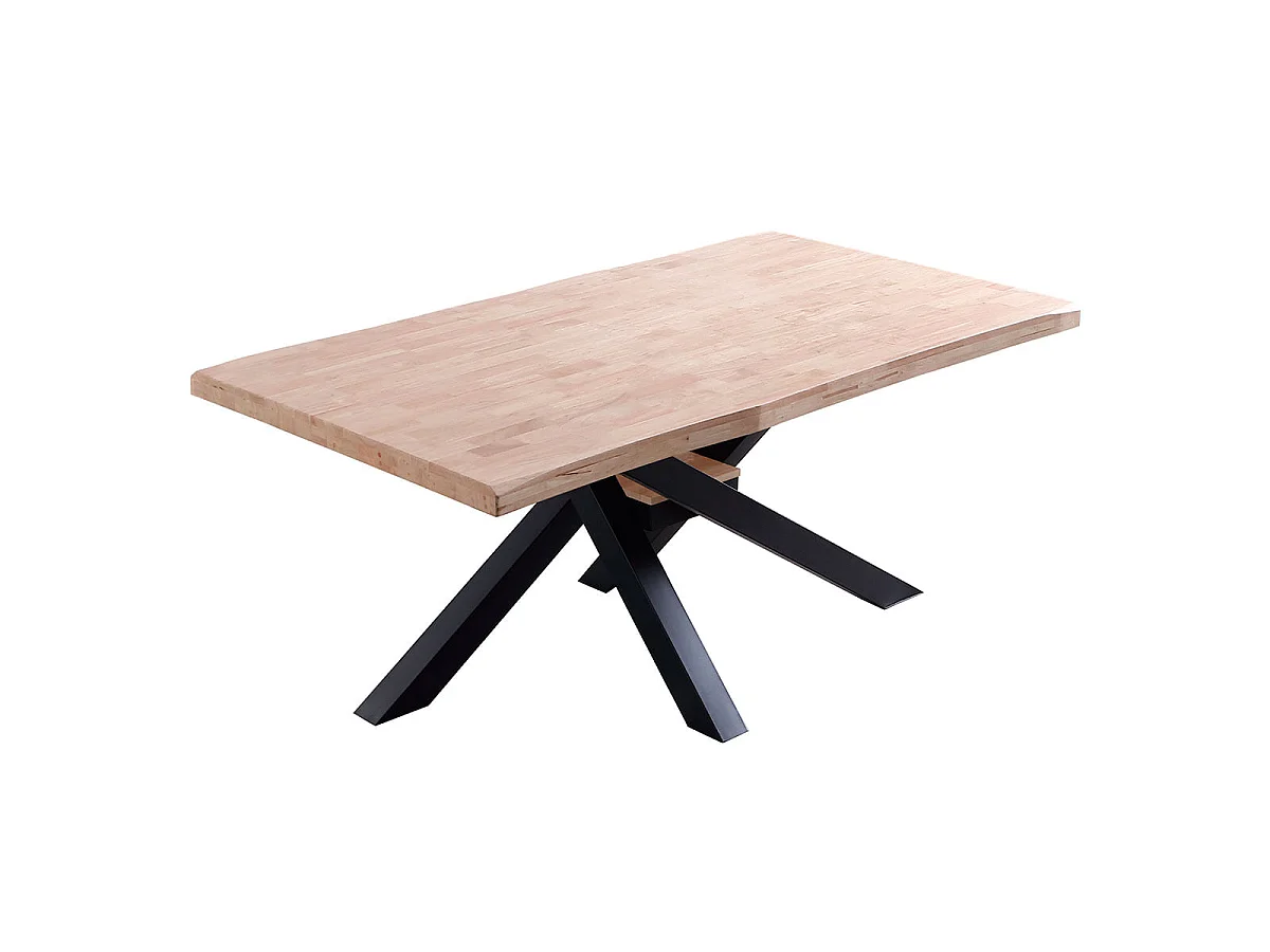 Mesa de comedor Xena forma patas cruzadas tapa irregular roble Nordish/negro 76x180x100 cm Adec