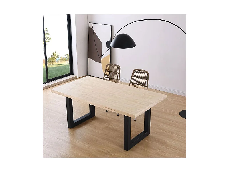 Mesa de comedor Loft rectangular diseño nórdico roble Nordish/negro 76x180x100 cm Adec