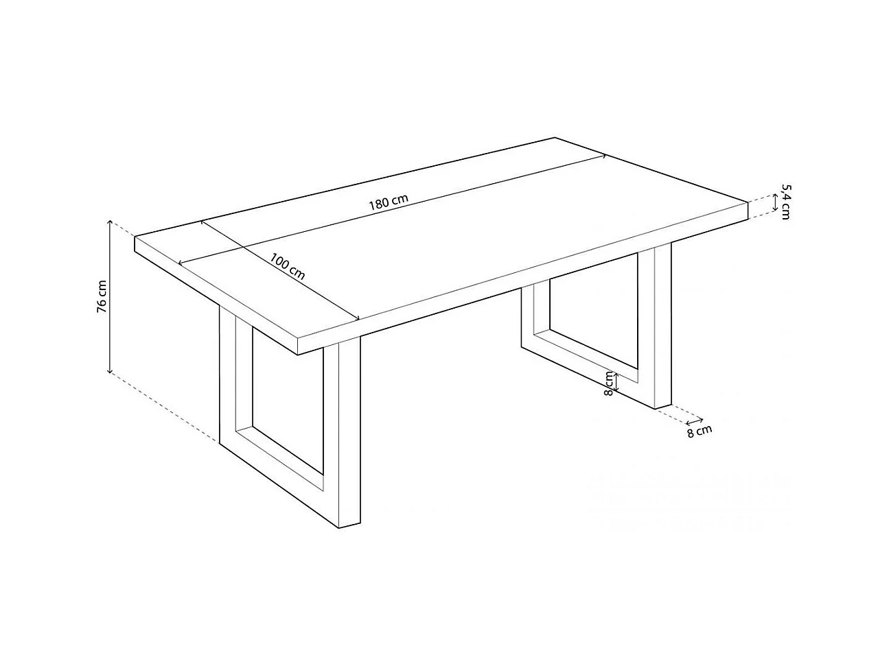 Mesa de comedor Loft rectangular diseño nórdico roble Nordish/negro 76x180x100 cm Adec