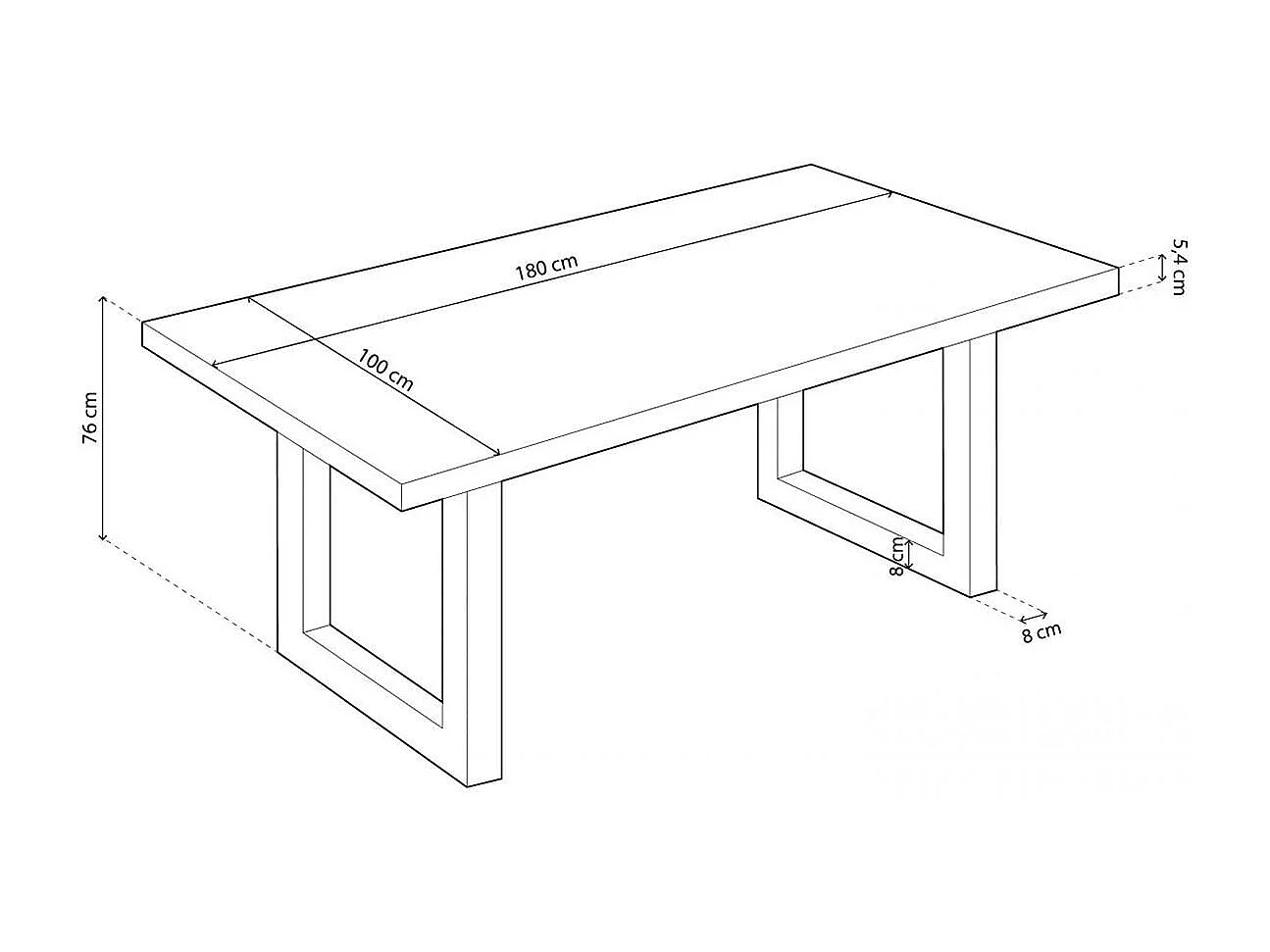 Mesa de comedor Loft rectangular diseño nórdico roble Nordish/negro 76x180x100 cm Adec