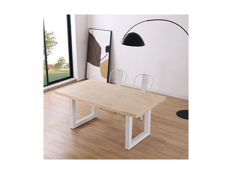 Mesa de comedor Loft rectangular diseño nórdico roble Nordish/blanco 76x180x100 cm Adec