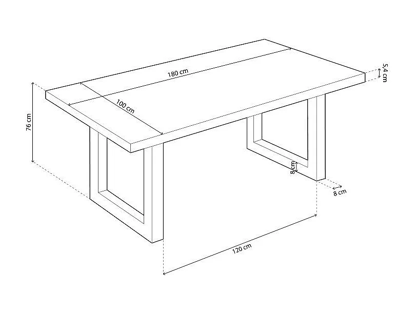 Mesa de comedor Loft rectangular diseño nórdico roble Nordish/blanco 76x180x100 cm Adec
