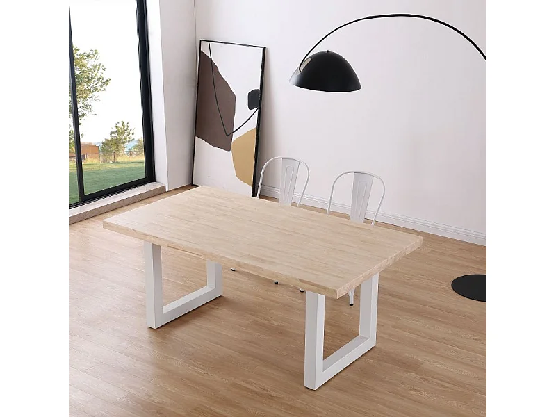Mesa de comedor Loft rectangular diseño nórdico roble Nordish/blanco 76x180x100 cm Adec