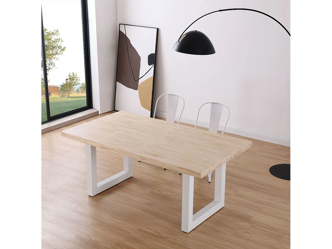 Mesa de comedor Loft rectangular diseño nórdico roble Nordish/blanco 76x180x100 cm Adec