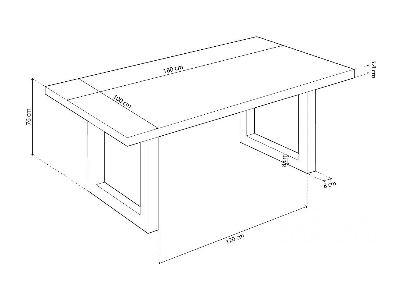 Mesa de comedor Loft rectangular diseño nórdico roble Nordish/blanco 76x180x100 cm Adec