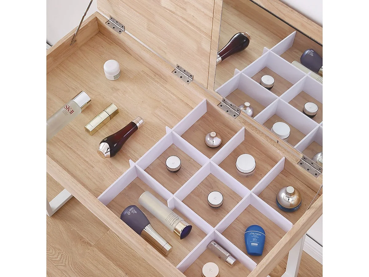 Tocador Pretty tapa abatible + espejo nordish/blanco 76x100x50 cm Adec