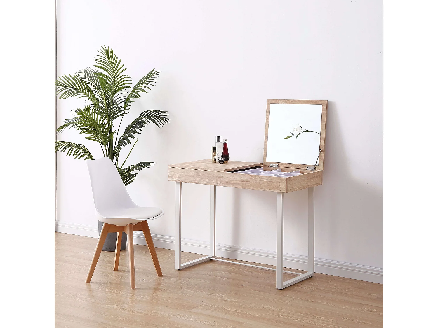 Tocador Pretty tapa abatible + espejo nordish/blanco 76x100x50 cm Adec