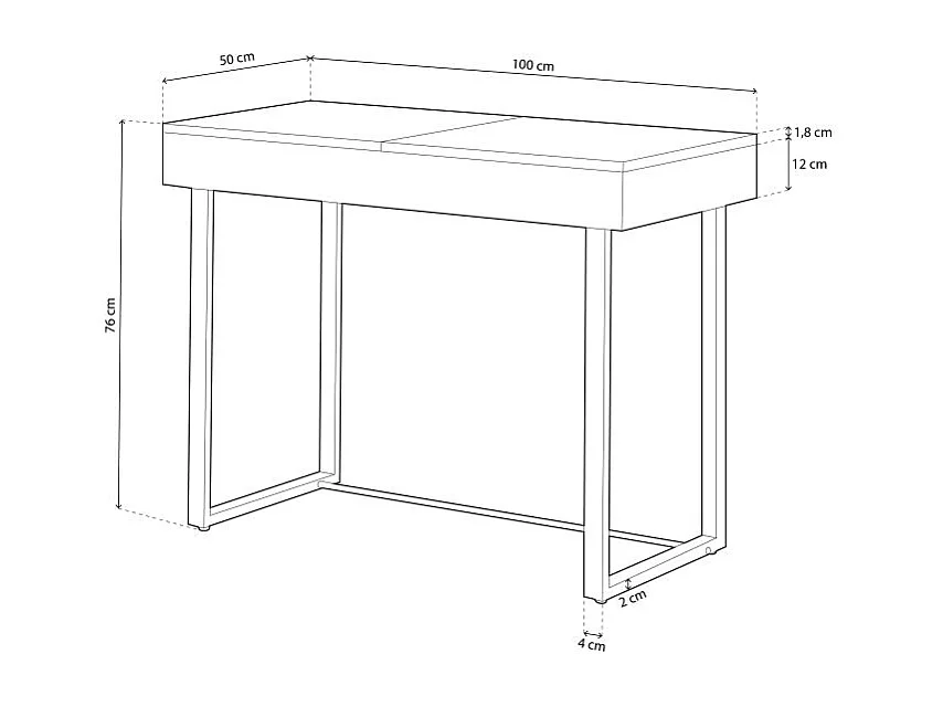 Tocador Pretty tapa abatible + espejo nordish/blanco 76x100x50 cm Adec
